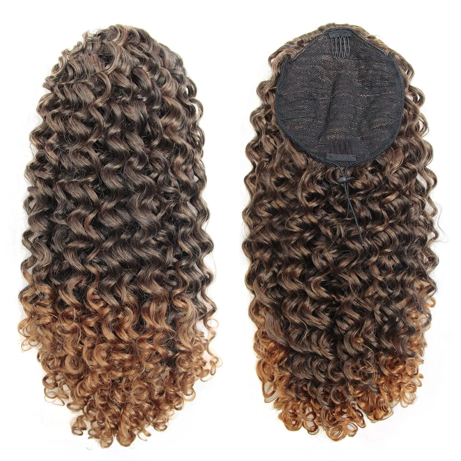 Ponytail Extension,Curly Drawstring Ponytail Extension for Black Women Natural Black Curly Clip in Hair Extensions 18 Inch Synthetic Hairpiece for Daily Party