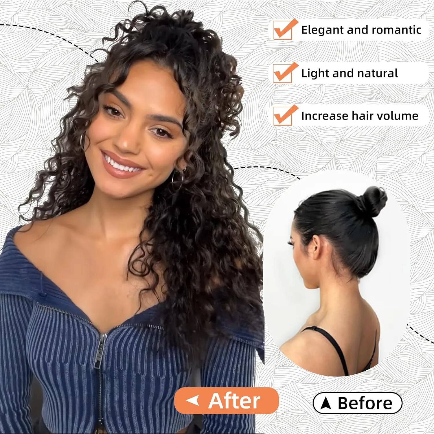 Ponytail Extension,Curly Drawstring Ponytail Extension for Black Women Natural Black Curly Clip in Hair Extensions 18 Inch Synthetic Hairpiece for Daily Party