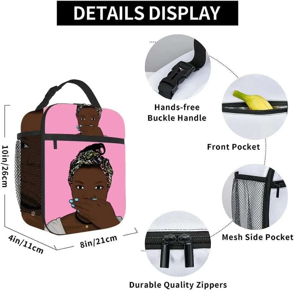 Pop speak no evil Insulated Iunch Bag for Men Woman Large Portable Waterproof Reusable Thermal Lunch Box with Pockets for Work Travel Picnic