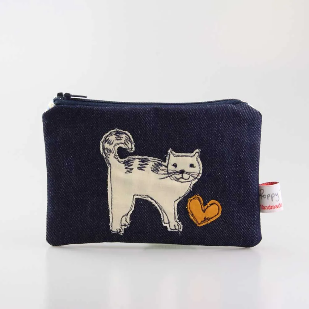 Poppy Treffry Cat Embroidered Pouch