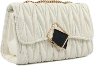PORT&LOTUS Small Shoulder Purses for Women with Chain Strap Quilted Embroidery Handbags