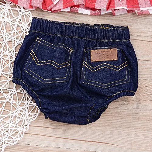 Precious Three Piece Denim Set with Checkered Top for Your Little Cowkid