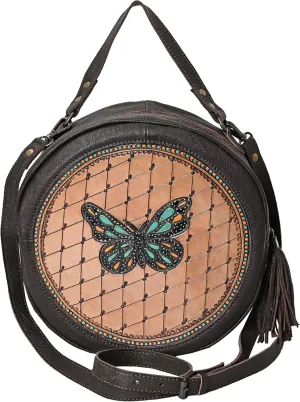 Premium Handtooled Leather Round Western Crossbody Bag Purses For Women