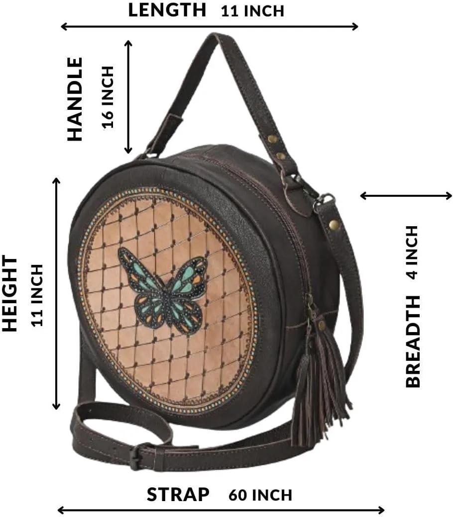 Premium Handtooled Leather Round Western Crossbody Bag Purses For Women