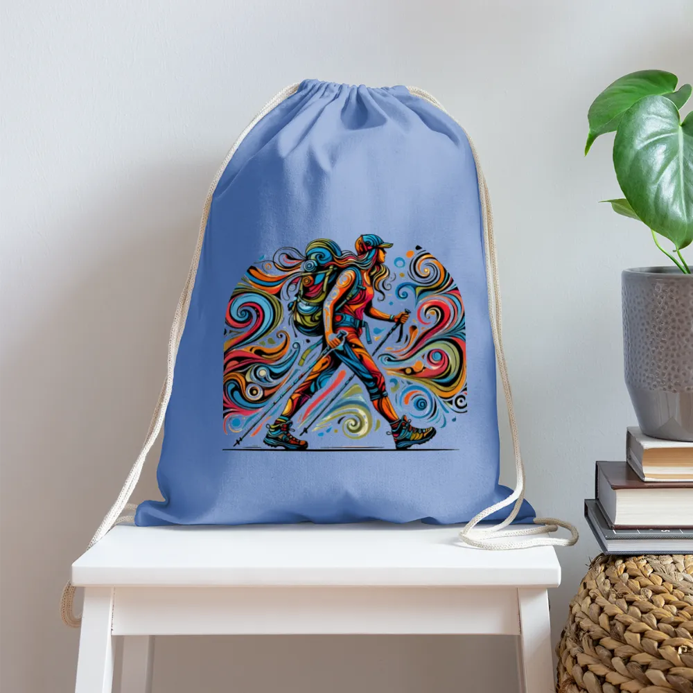 Psychedelic Female Hiker - Cotton Drawstring Bag