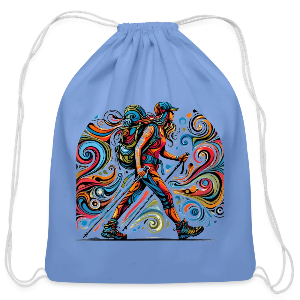 Psychedelic Female Hiker - Cotton Drawstring Bag
