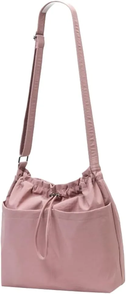 Pure Color Causal Cross Body Bag Drawstring Adjustable Shoulder bags for Women Trendy Tote Bags for Daily Life