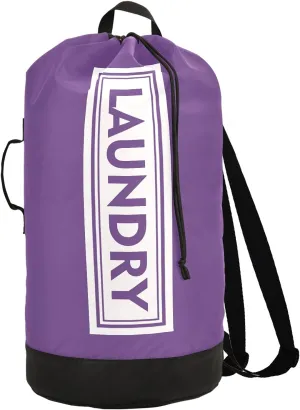 Purple Laundry Backpack Large Heavy Duty Laundry Bag with Shoulder Straps Waterproof Laundry bag for Traveling Camp Dirty Clothes Organizer for College Students