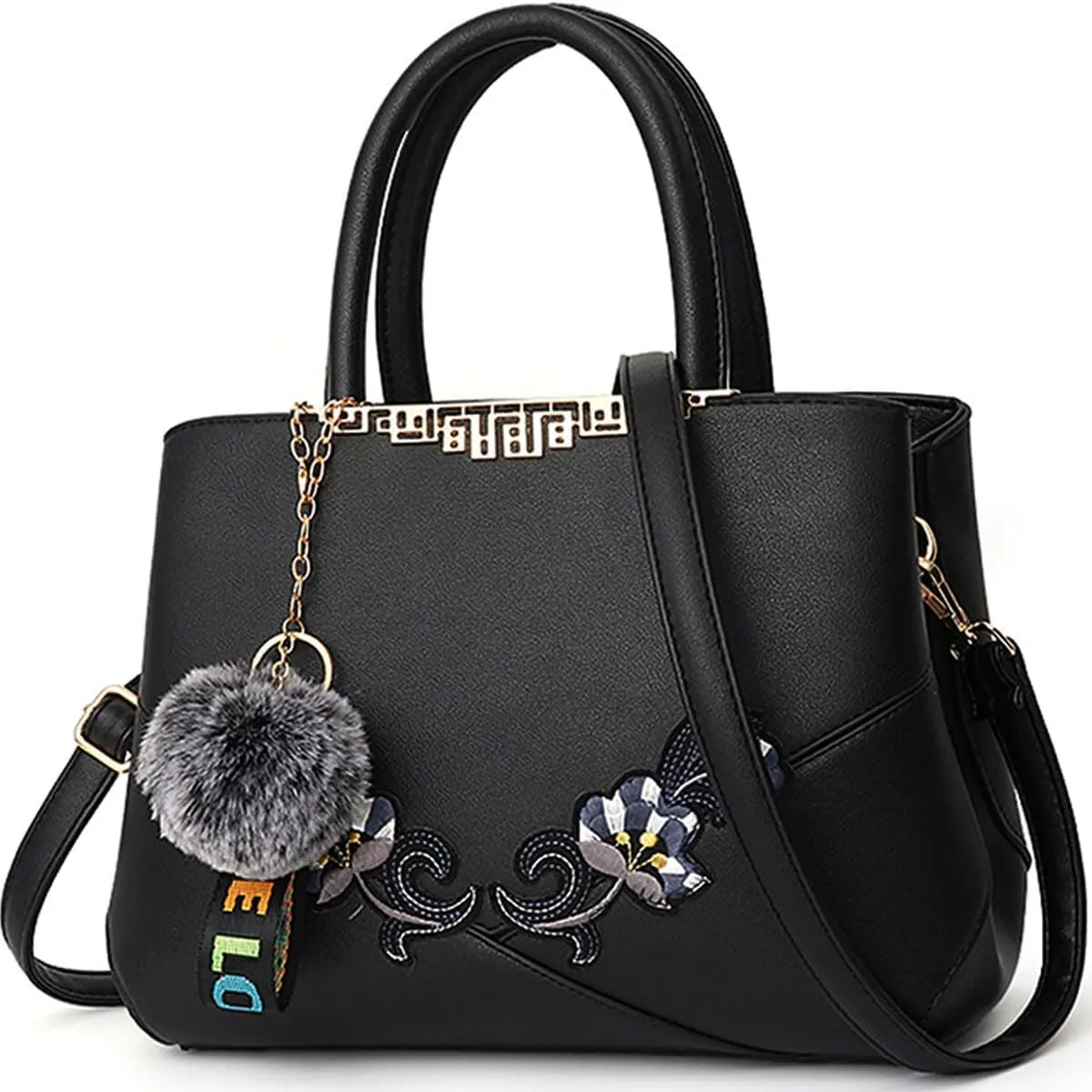 Purse and Handbag for Women Embroidery Top Handle Satchel Fashion Ladies Shoulder Bag Leather Tote Purse Messenger Bag