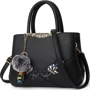 Purse and Handbag for Women Embroidery Top Handle Satchel Fashion Ladies Shoulder Bag Leather Tote Purse Messenger Bag