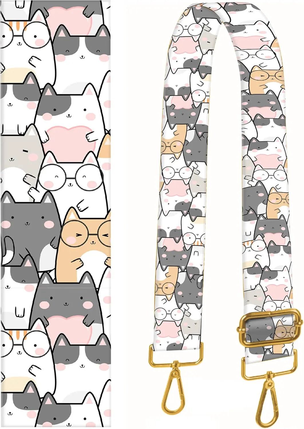 Purse Strap Replacement Crossbody 2" Wide Shoulder Strap, Cute Handbag Strap Bag Strap Replacement Belts Adjustable Cute Cats
