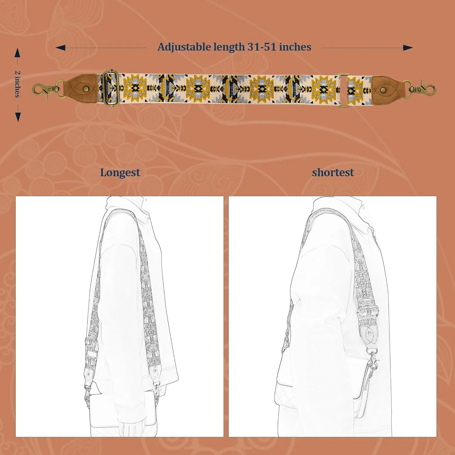Purse Strap,Replacement Wide Crossbody Strap Adjustable Shoulder Strap for Handbag Bag