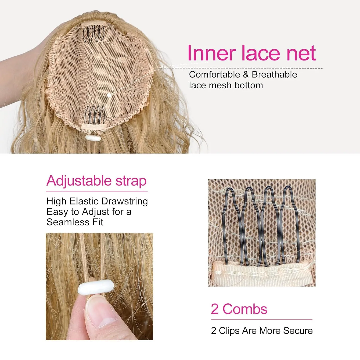 QGZ Blonde Ponytail Extension,Drawstring Ponytail for Women 14 Inch Synthetic short Curly Wavy Lightweight Layered Pony Tails