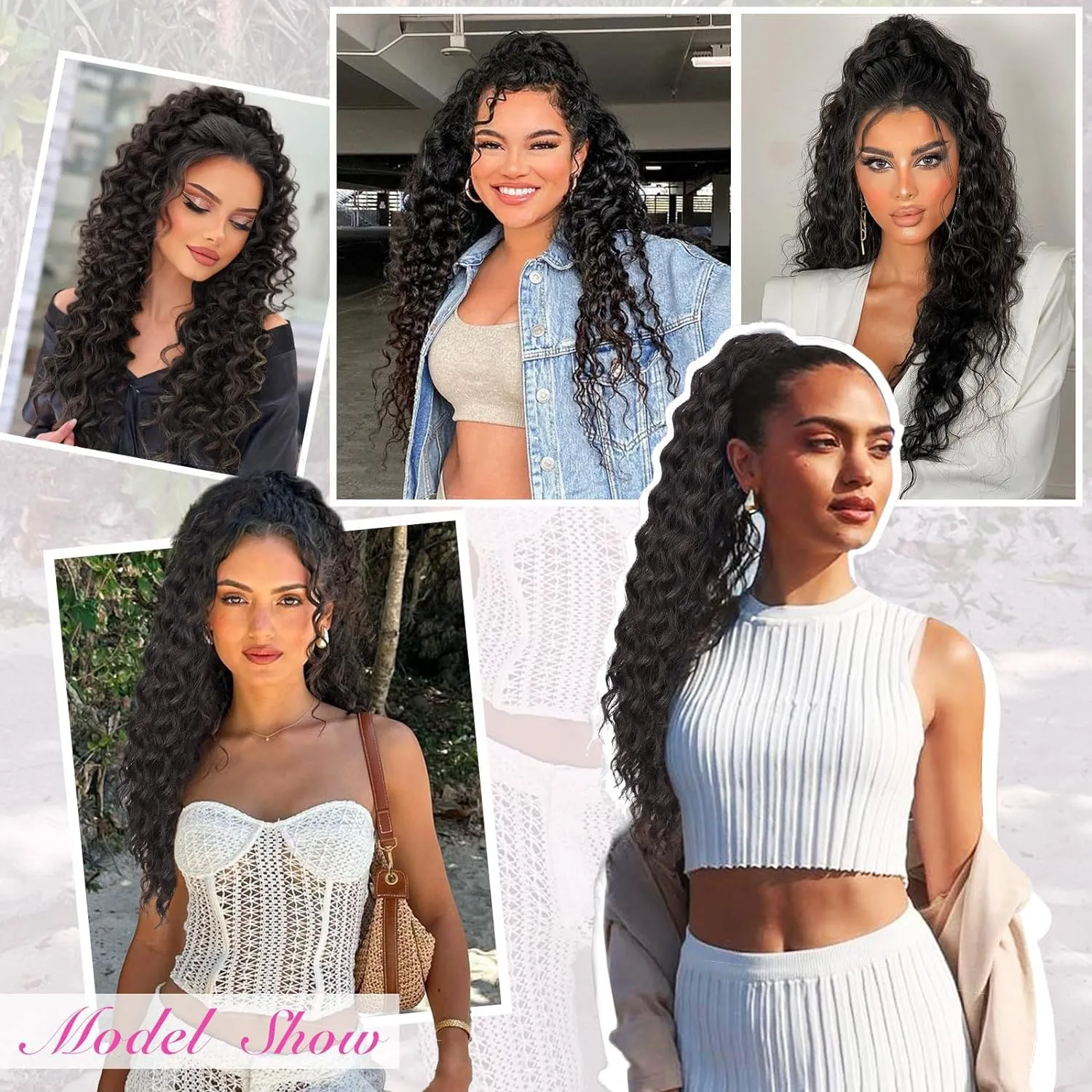 QGZ Ponytail Extension Drawstring Ponytail for Black Women 22 Inch Synthetic Long Curly Fluffy Pony Tails Hair Extensions for Daily Use(Reddish Brown)