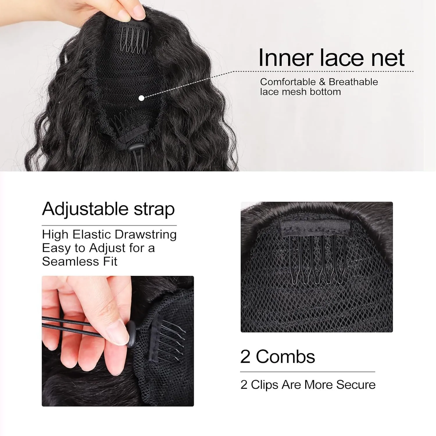 QGZ Ponytail Extension Drawstring Ponytail for Black Women 22 Inch Synthetic Long Curly Fluffy Pony Tails Hair Extensions for Daily Use(Reddish Brown)