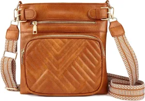 Quilted Crossbody Bag Women Multi Pocket Cross Body Purses Shoulder Handbag Ladies with Adjustable Strap