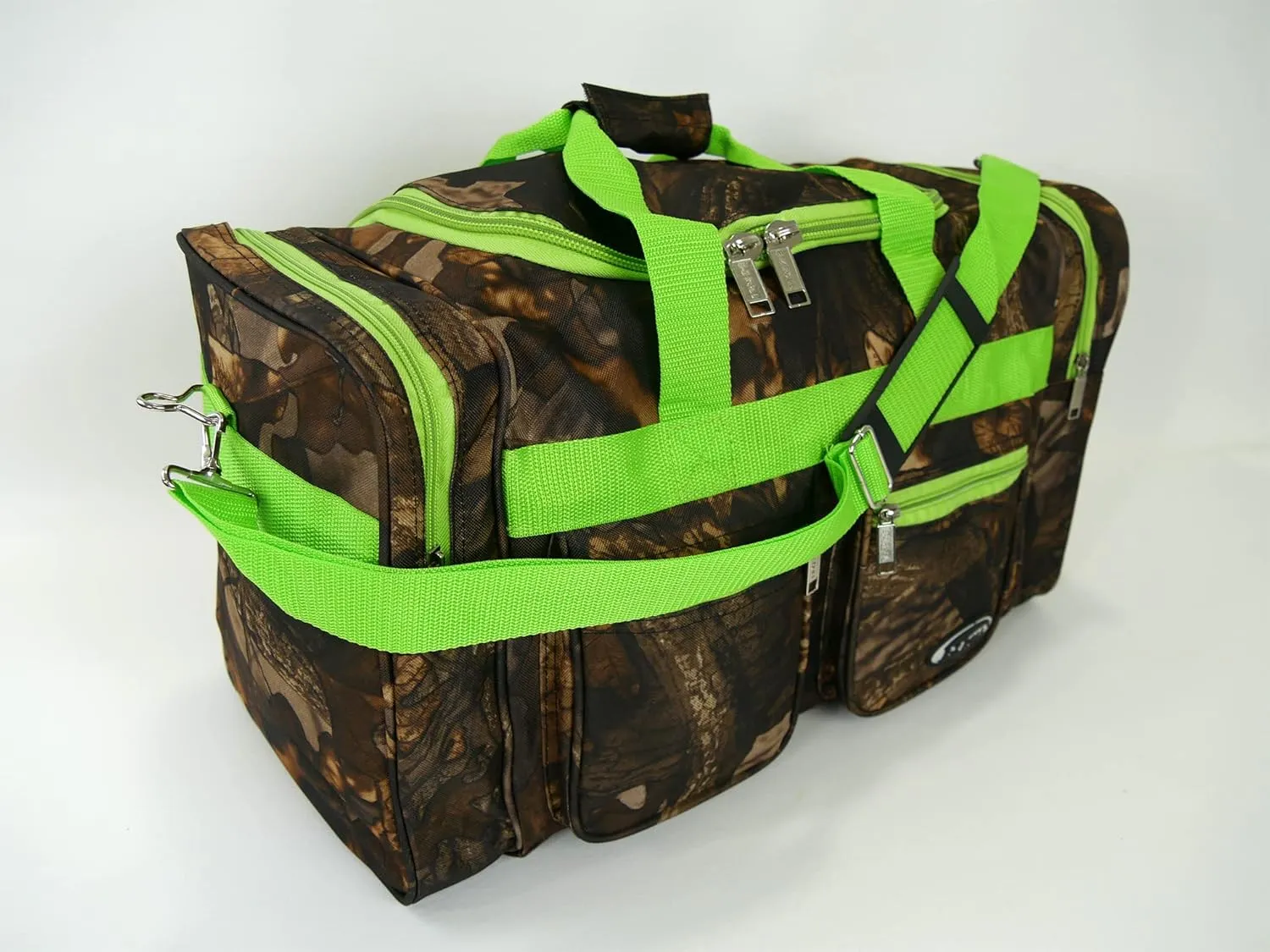 "E-Z Roll" 20 Inch Tree Camouflage Duffle Bag/Outdoor/Sports/Gym/Travel Bag in 5 Colors (Lime Trim)