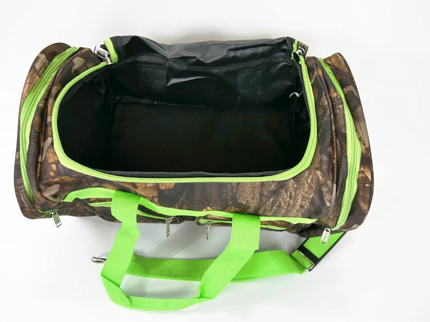 "E-Z Roll" 20 Inch Tree Camouflage Duffle Bag/Outdoor/Sports/Gym/Travel Bag in 5 Colors (Lime Trim)