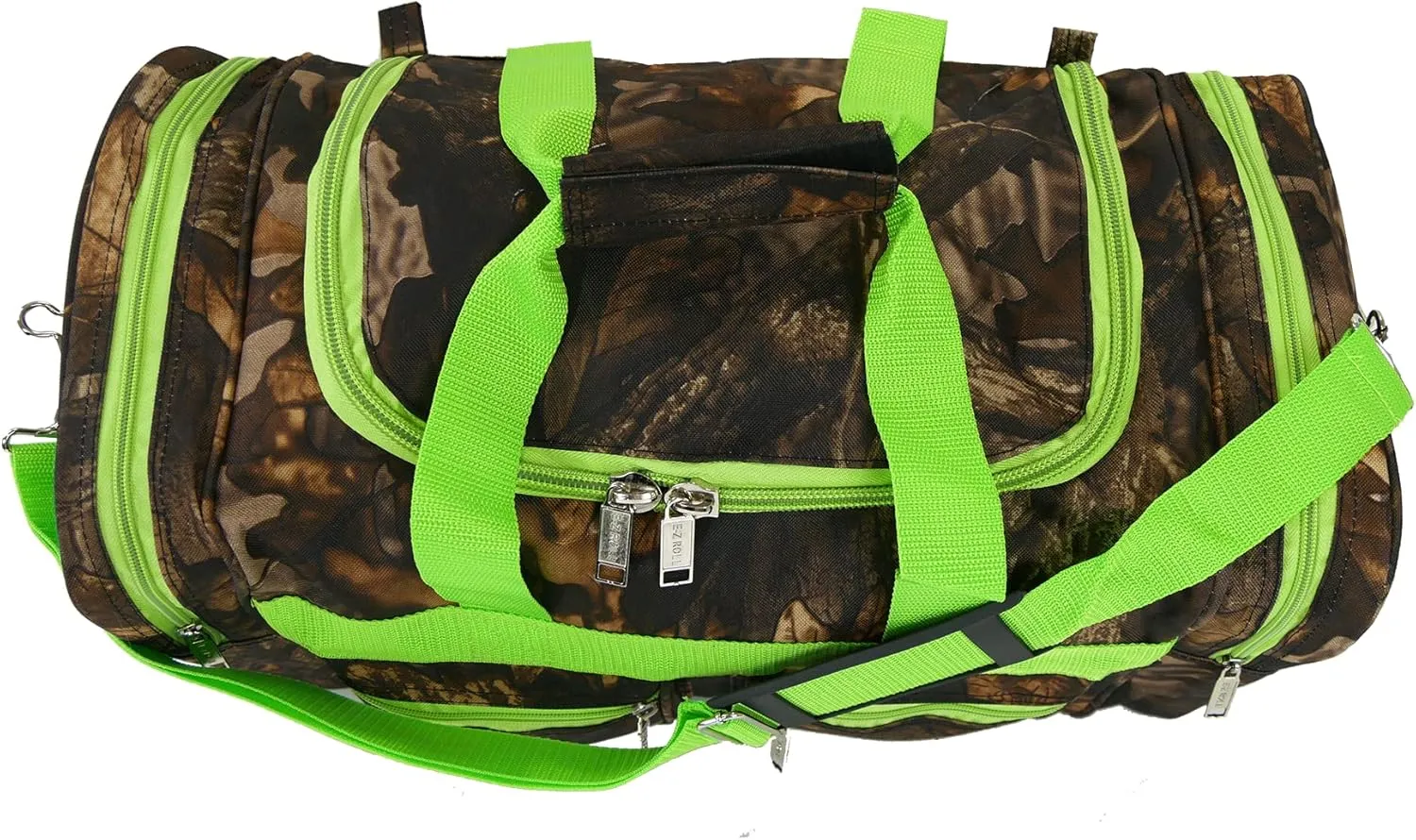 "E-Z Roll" 20 Inch Tree Camouflage Duffle Bag/Outdoor/Sports/Gym/Travel Bag in 5 Colors (Lime Trim)