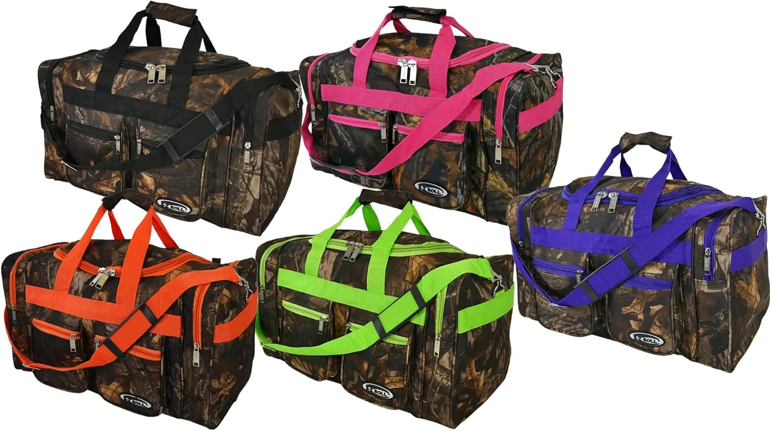 "E-Z Roll" 20 Inch Tree Camouflage Duffle Bag/Outdoor/Sports/Gym/Travel Bag in 5 Colors (Orange Trim)