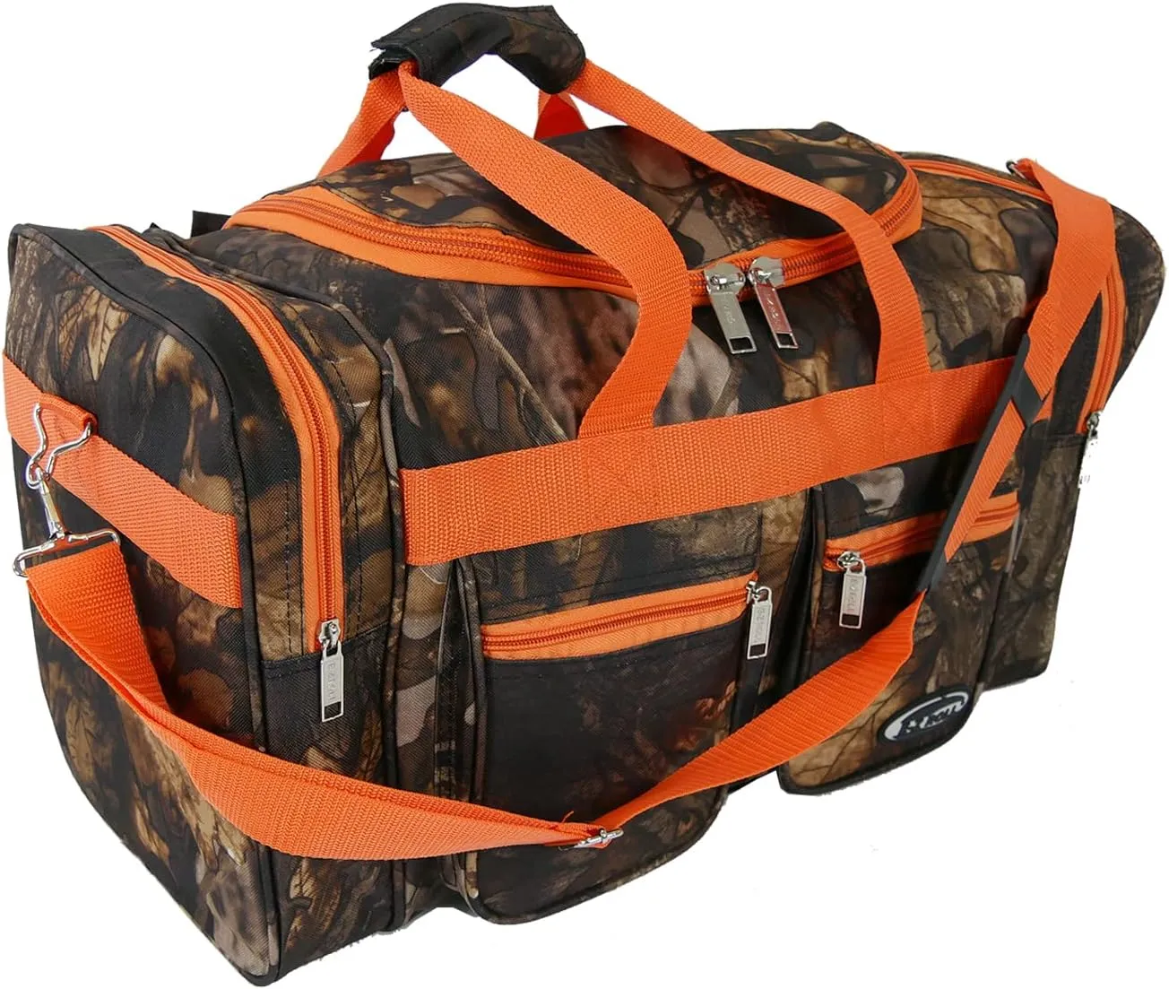 "E-Z Roll" 20 Inch Tree Camouflage Duffle Bag/Outdoor/Sports/Gym/Travel Bag in 5 Colors (Orange Trim)