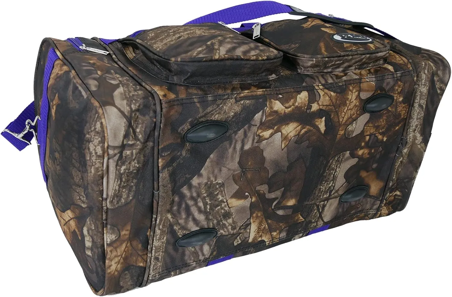 "E-Z Roll" 20 Inch Tree Camouflage Duffle Bag/Outdoor/Sports/Gym/Travel Bag in 5 Colors (Purple Trim)