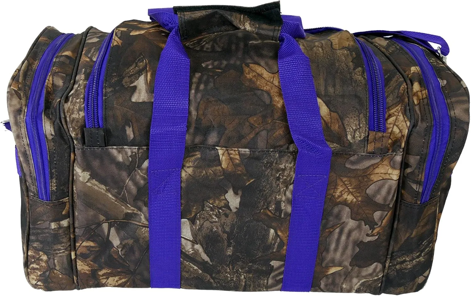 "E-Z Roll" 20 Inch Tree Camouflage Duffle Bag/Outdoor/Sports/Gym/Travel Bag in 5 Colors (Purple Trim)