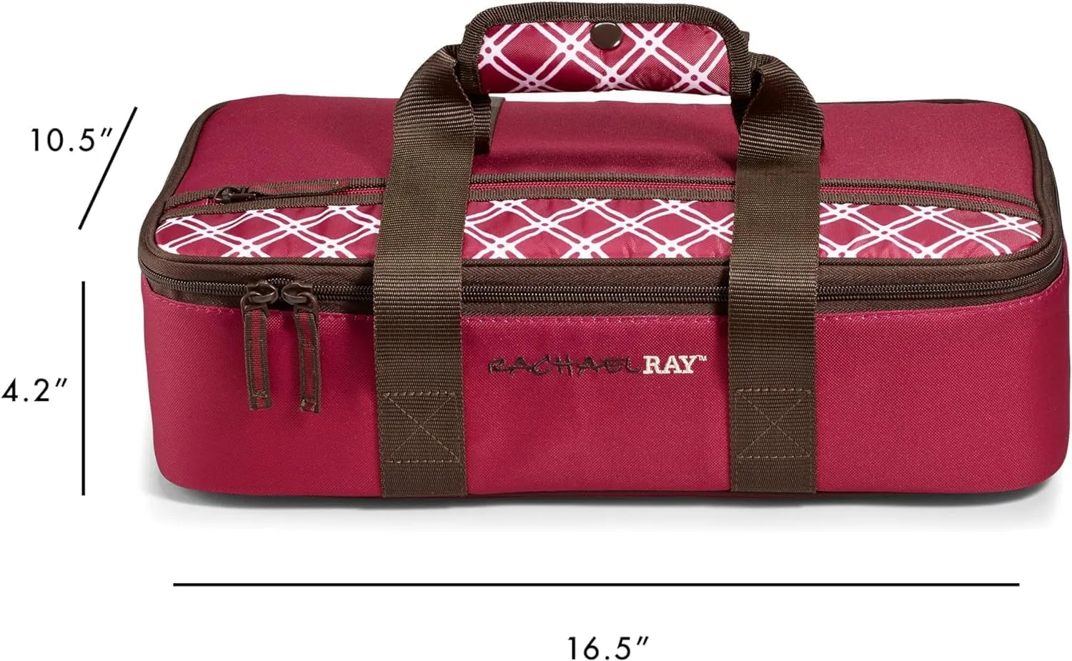 Rachael Ray Lasagna Lugger, Thermal Insulated Casserole Carrier for Hot or Cold Food, Lugger Tote for Pockluck, Parties, Picnic, and Cookouts, Fits 9" x 13" Baking Dish, Burgundy