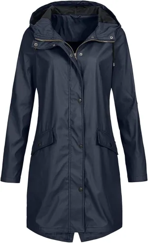 Rain Coat for Women Waterproof Hood Lightweight Outdoor Jacket Long Women's Coat Waterproof Travel Jacket