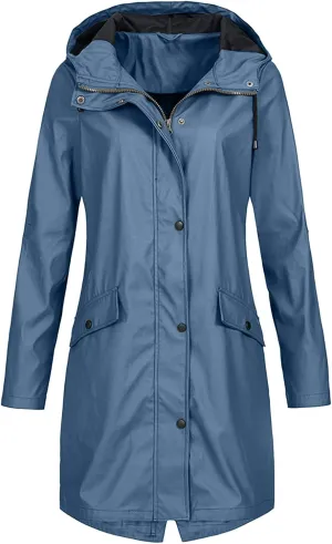 Rain Coat for Women Waterproof Hood Lightweight Outdoor Jacket Long Women's Coat Waterproof Travel Jacket