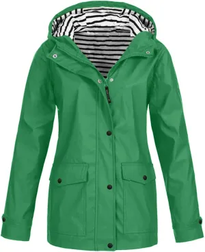 Rain Jacket Women Zip Up Casual Hoodies Lightweight Windbreaker Jackets Long Sleeve Lightweight Long Hooded Raincoat