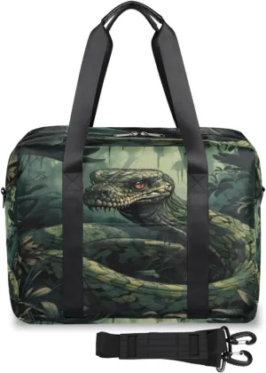 Rainforest Jungle Python Womens Travel Bags, Weekender Carry on for Women, Sports Gym Bag, Workout Duffel bag, Overnight Shoulder Bag