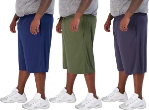 Real Essentials Men's Big & Tall 3-Pack Dry Fit & Mesh Active Athletic Perfomance Shorts (3X-5X)