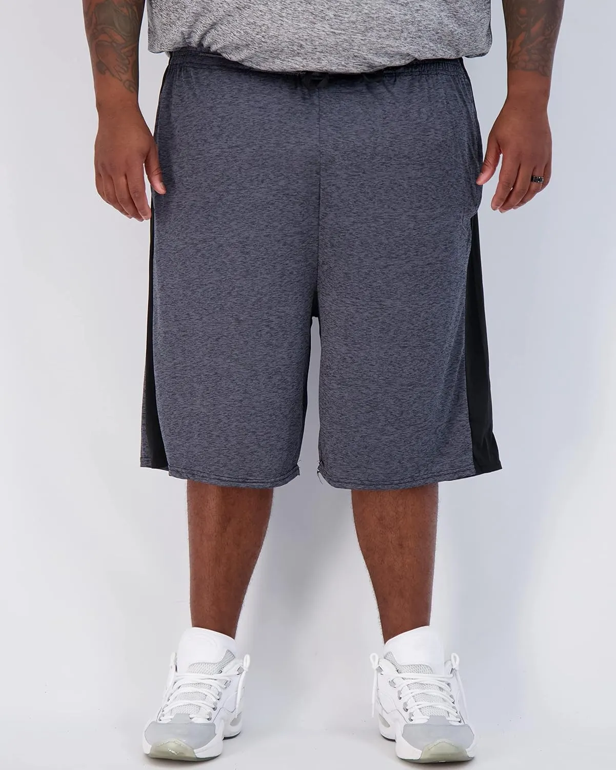 Real Essentials Men's Big & Tall 3-Pack Dry Fit & Mesh Active Athletic Perfomance Shorts (3X-5X)