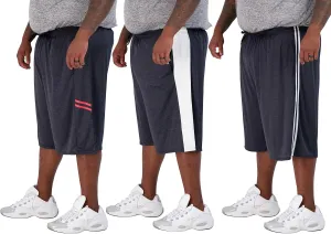 Real Essentials Men's Big & Tall 3-Pack Dry Fit & Mesh Active Athletic Perfomance Shorts (3X-5X)