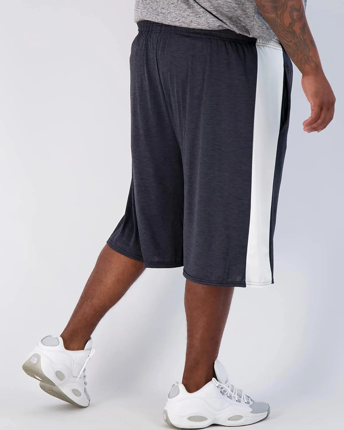Real Essentials Men's Big & Tall 3-Pack Dry Fit & Mesh Active Athletic Perfomance Shorts (3X-5X)