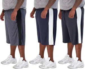 Real Essentials Men's Big & Tall 3-Pack Dry Fit & Mesh Active Athletic Perfomance Shorts (3X-5X)
