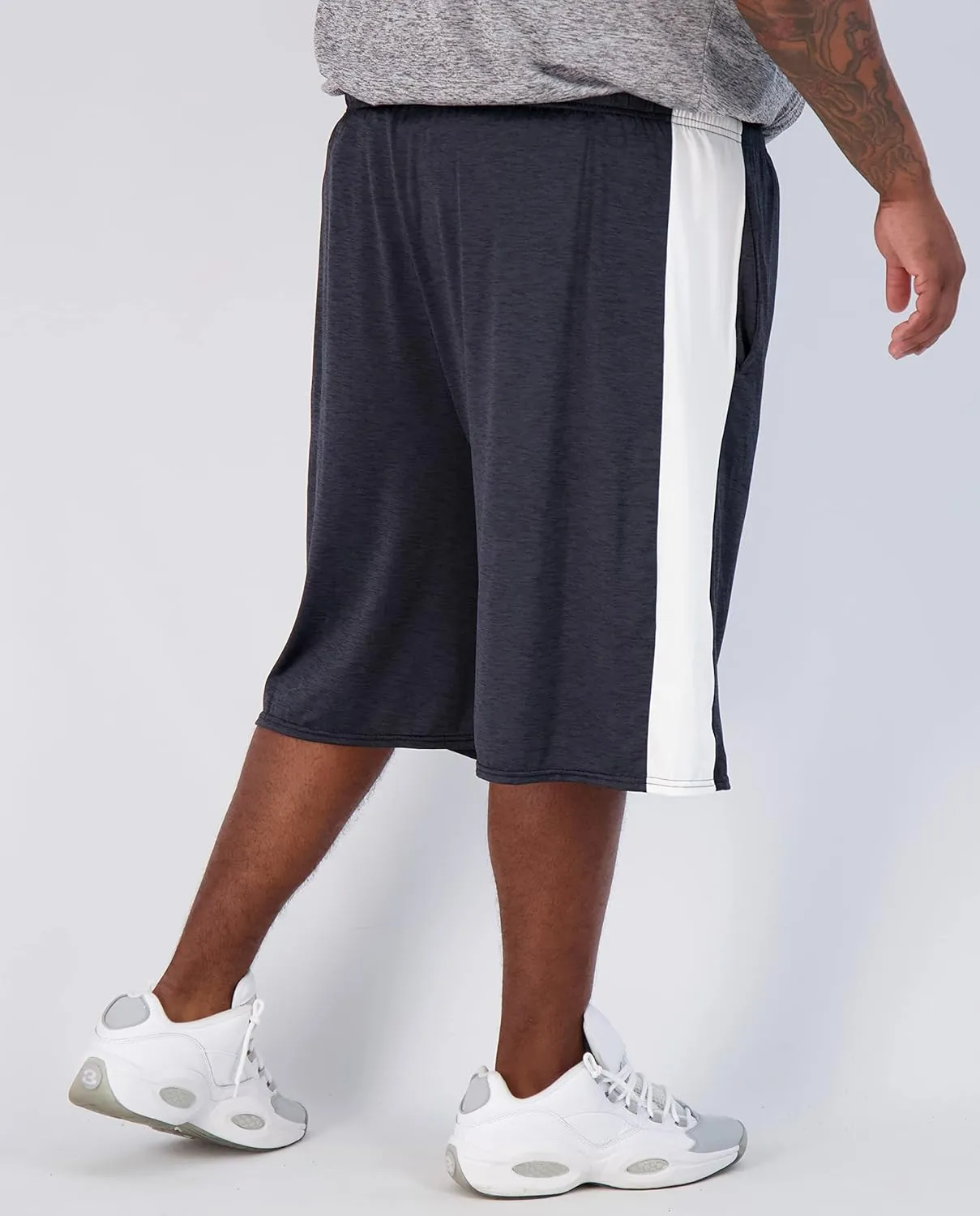 Real Essentials Men's Big & Tall 3-Pack Dry Fit & Mesh Active Athletic Perfomance Shorts (3X-5X)
