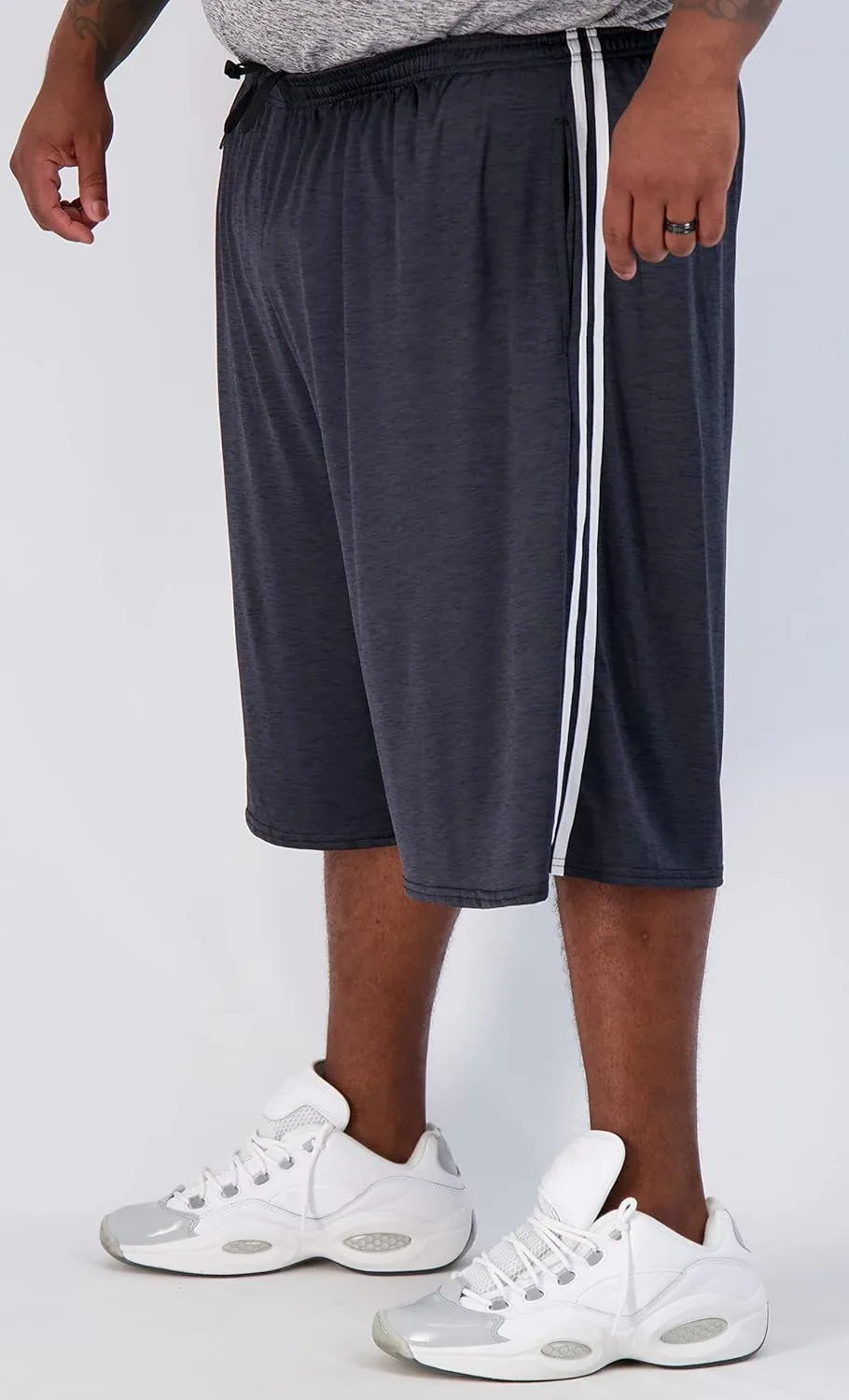 Real Essentials Men's Big & Tall 3-Pack Dry Fit & Mesh Active Athletic Perfomance Shorts (3X-5X)