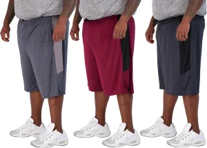 Real Essentials Men's Big & Tall 3-Pack Dry Fit & Mesh Active Athletic Perfomance Shorts (3X-5X)