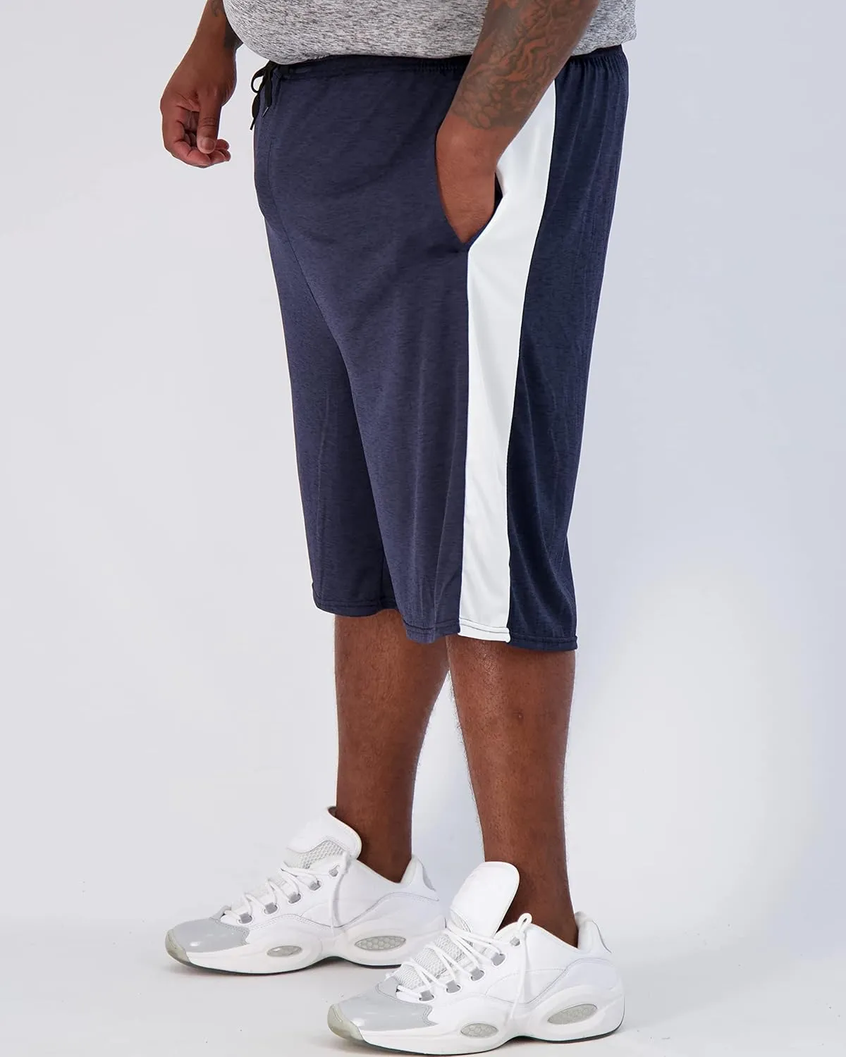 Real Essentials Men's Big & Tall 3-Pack Dry Fit & Mesh Active Athletic Perfomance Shorts (3X-5X)