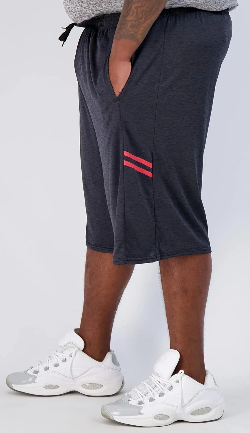Real Essentials Men's Big & Tall 3-Pack Dry Fit & Mesh Active Athletic Perfomance Shorts (3X-5X)