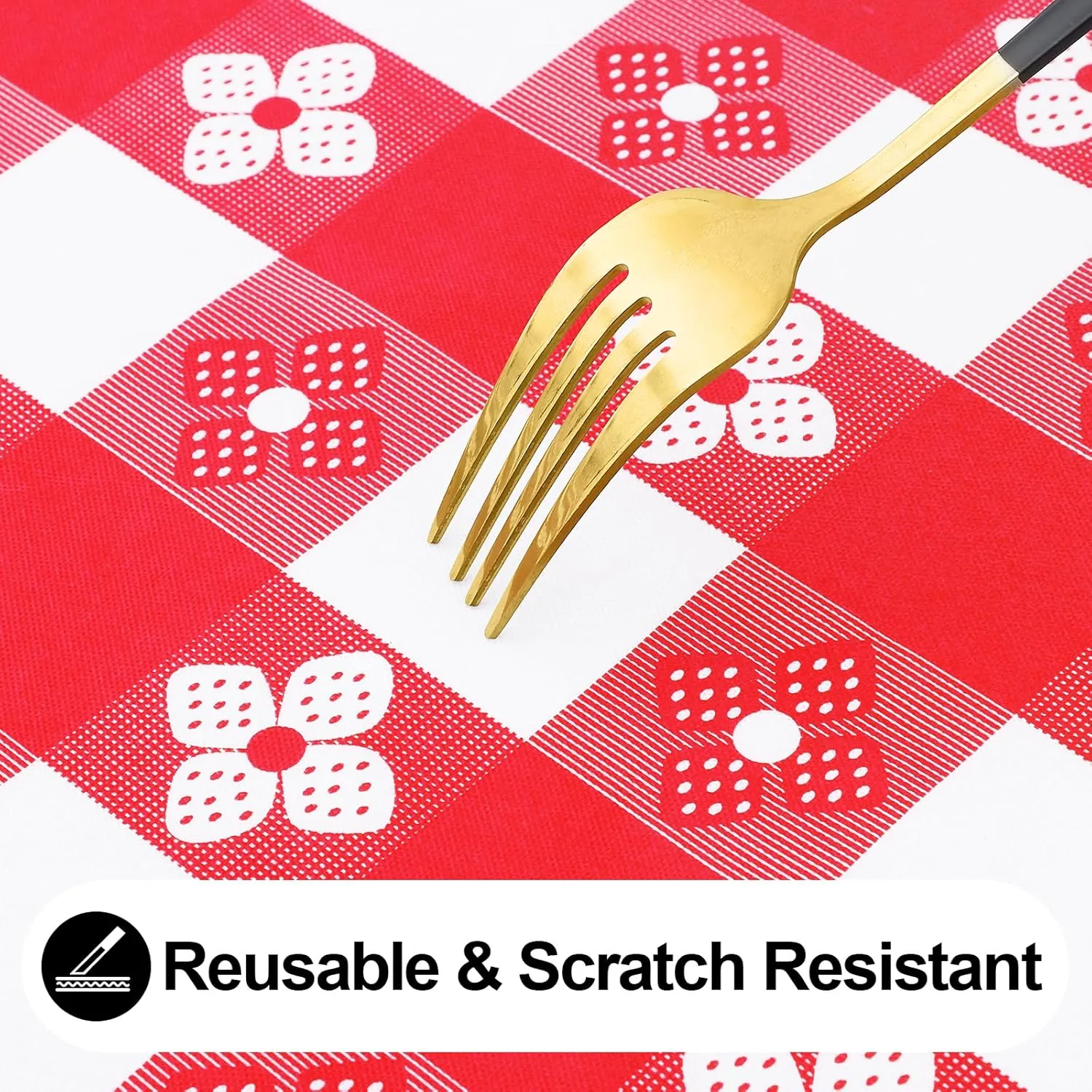 Rectangle Vinyl Table Cloth, Waterproof Elastic Fitted Tablecloth with Flannel Backing, Plastic Table Cover for Picnic, Camping, Outdoor (Red & White, 30"x72")