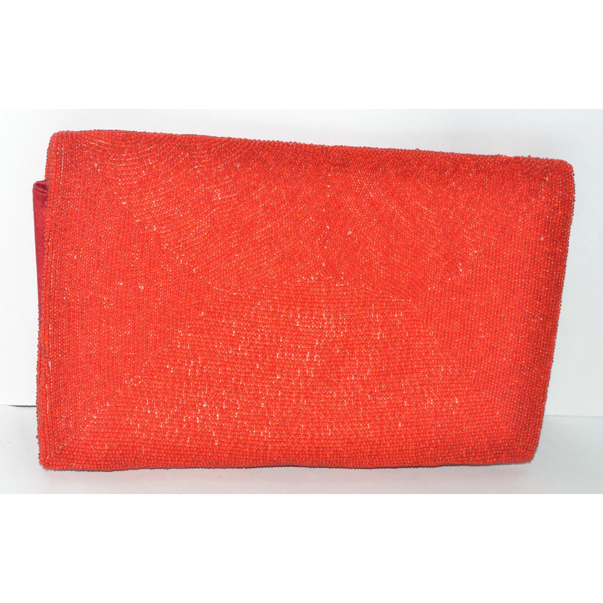 Red Beaded Embroidered Clutch Purse