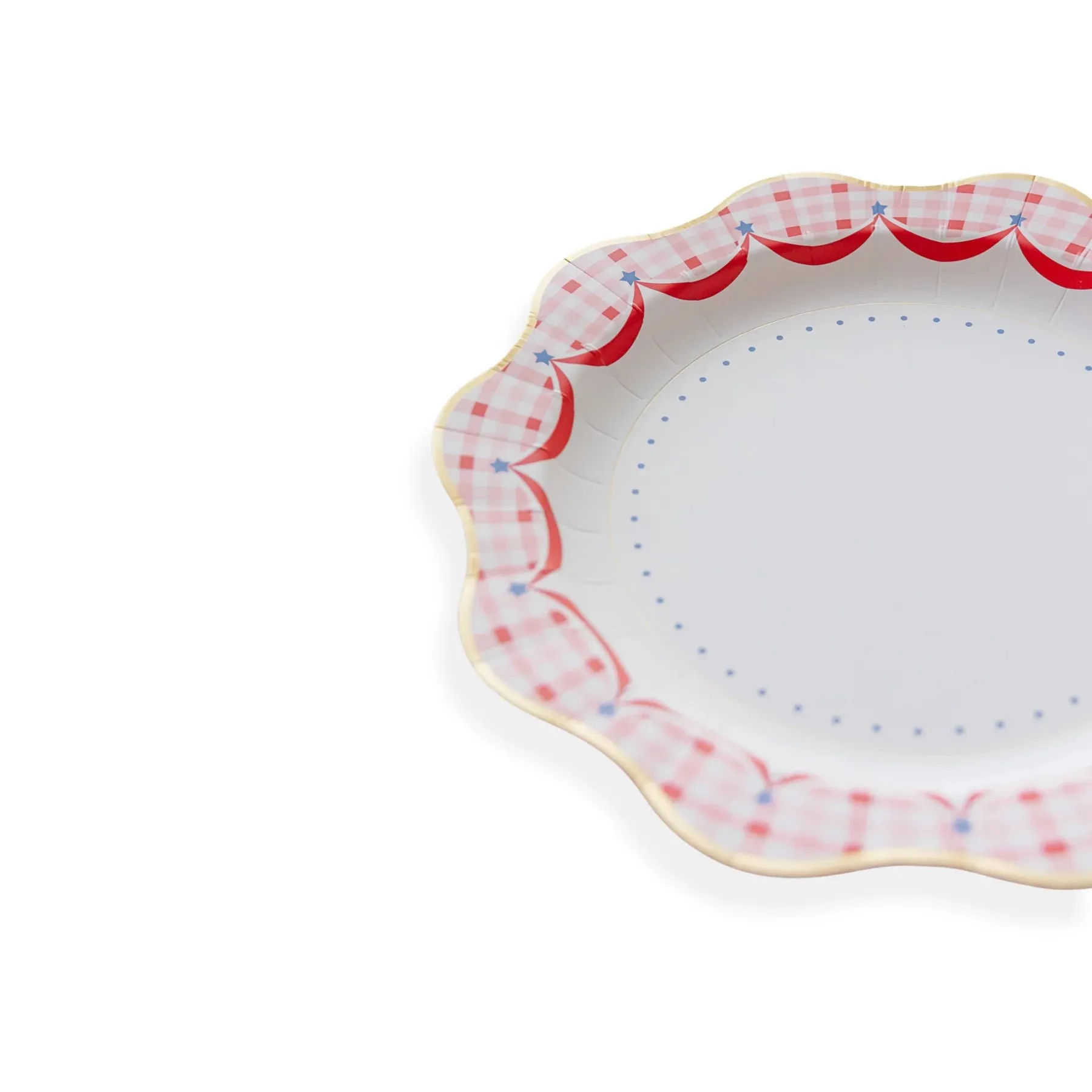 Red Gingham 4th Of July Dinner Plates