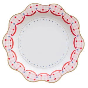 Red Gingham 4th Of July Dinner Plates