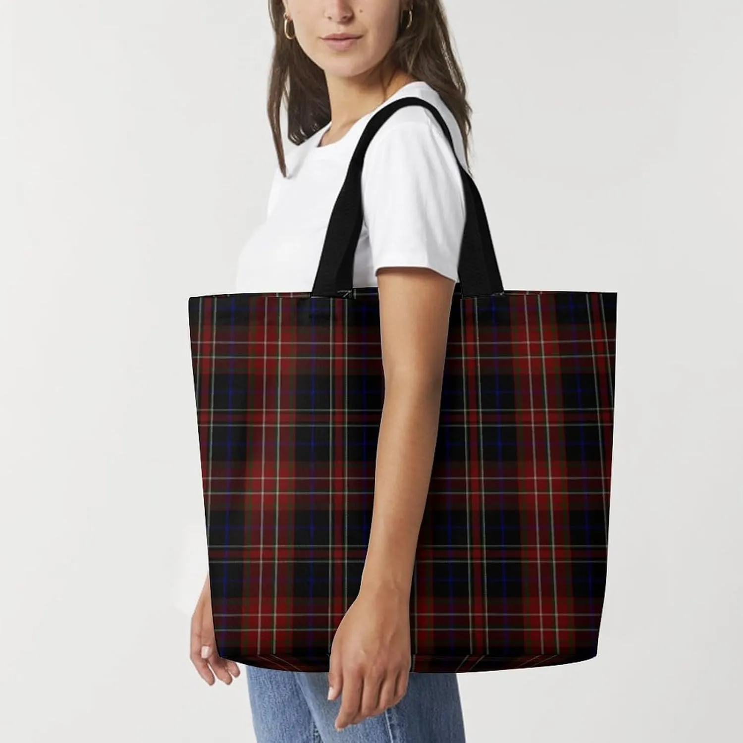 Red White Stripe Large Capacity Single Shoulder Shopping Bag, Fashionable Shopping Bag
