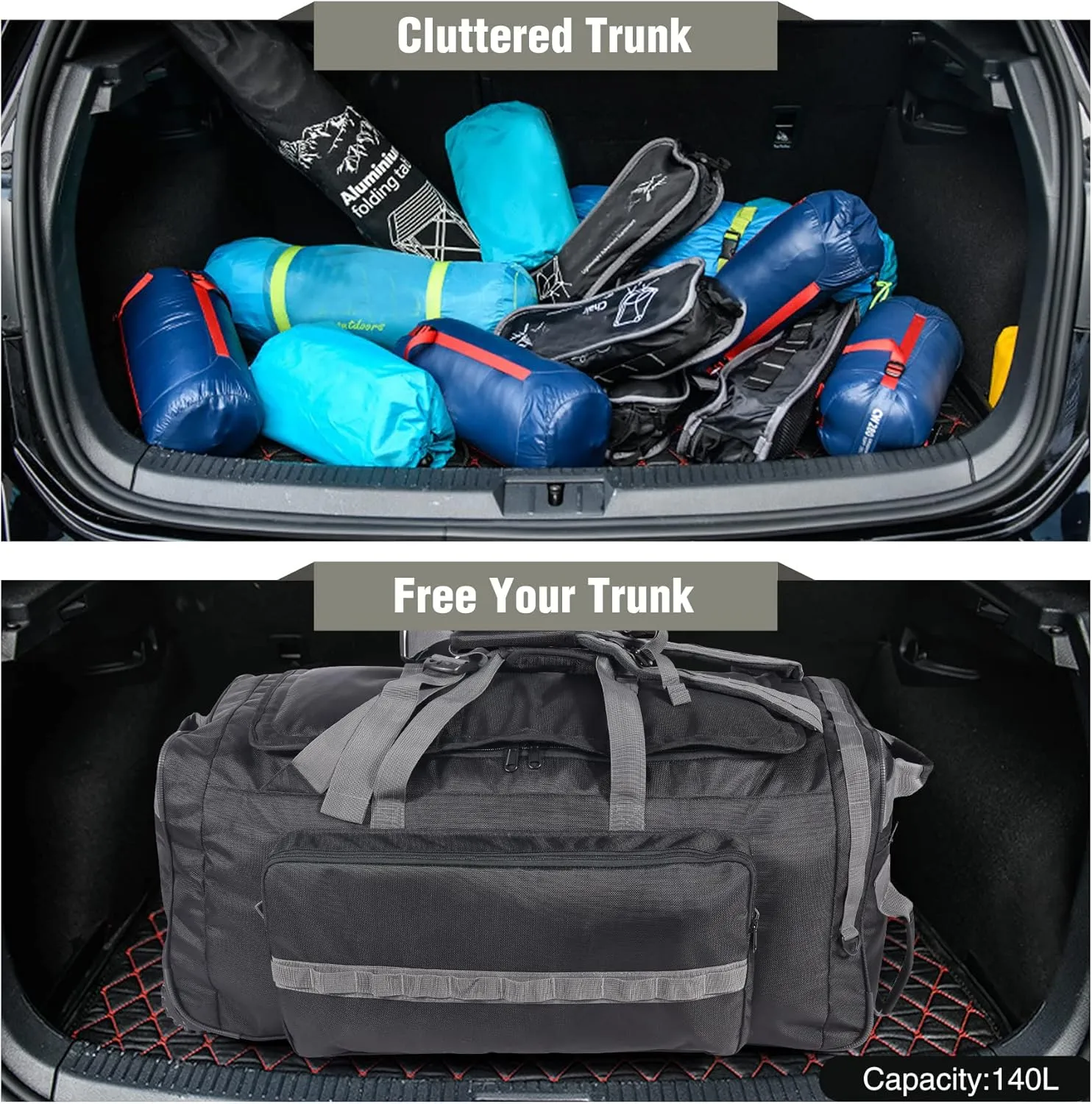 REDCAMP 85L/120L/140L Foldable Duffle Bag with Wheels, Large Travel Duffel Bag