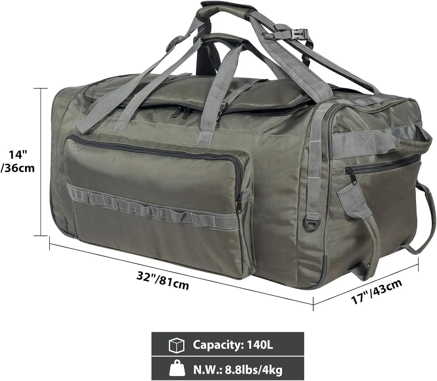REDCAMP 85L/120L/140L Foldable Duffle Bag with Wheels, Large Travel Duffel Bag