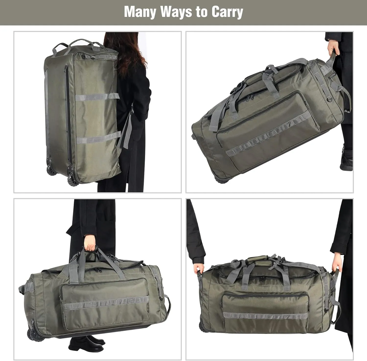REDCAMP 85L/120L/140L Foldable Duffle Bag with Wheels, Large Travel Duffel Bag